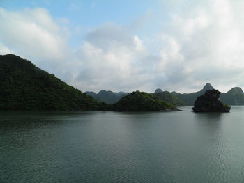 Scenic view of halong bay against sky