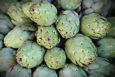 Full frame shot of artichokes for sale in market