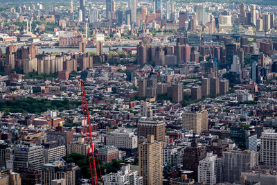 High angle view of buildings in city