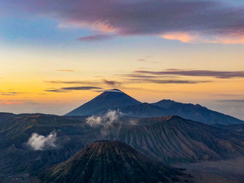 Beautiful sunrise with the bromo mountain view