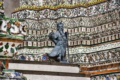 Beautiful detailed sculptures, decorations on the temple of dawn, wat arun buddhist temple