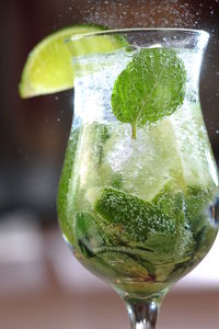 Close-up of beer in glass