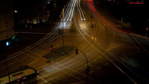 Cars moving on road at night