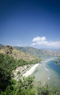 Scenic view of landscape against blue sky