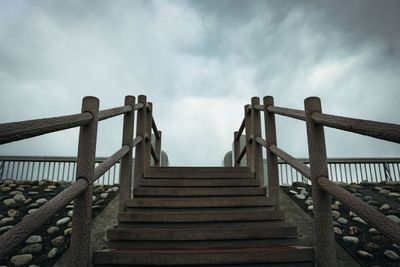 Low angle view of staircase against sky