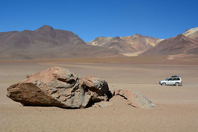 Scenic view of desert against clear sky