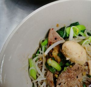 High angle view of meal served in plate