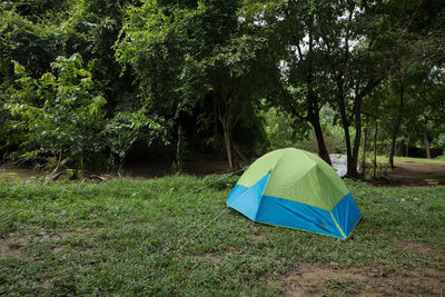 Tent in field