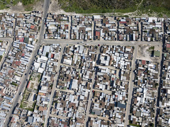 High angle view of crowd outside building