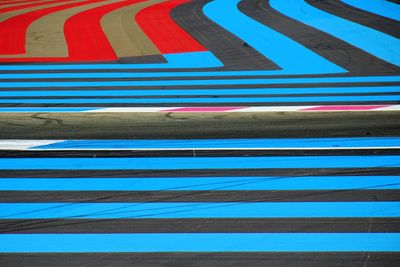 High angle view of blue wall