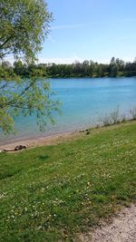 Scenic view of lake against sky