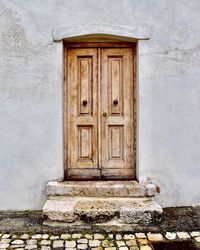 Closed door of old building