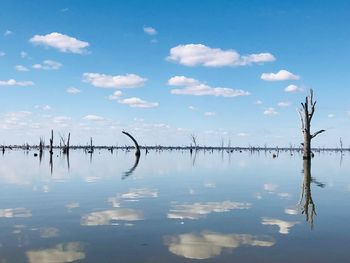 Scenic view of lake against sky