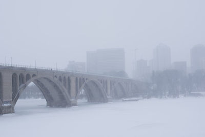 Snow covered bridge in winter