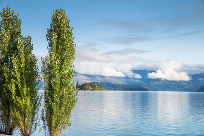 Scenic view of lake against sky
