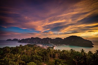 Scenic view of sea against sky at sunset