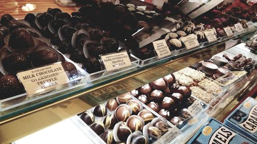 High angle view of food for sale in store