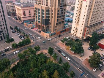 High angle view of city street