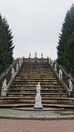 Staircase of temple against sky