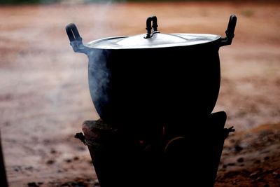 Close-up of black coffee on field