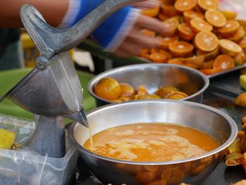 High angle view of food on table at market stall