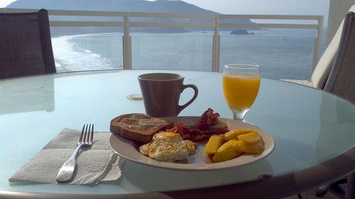 Breakfast served on table