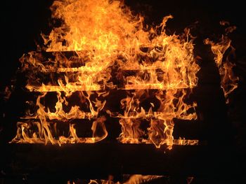 Close-up of bonfire at night