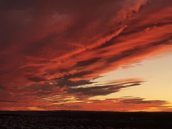 Scenic view of dramatic sky during sunset