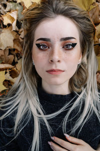 Close-up portrait of beautiful young woman