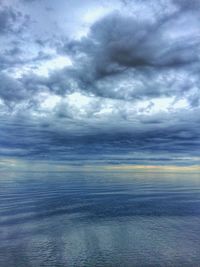 Scenic view of sea against cloudy sky