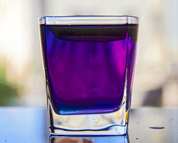 Close-up of drink in glass on table