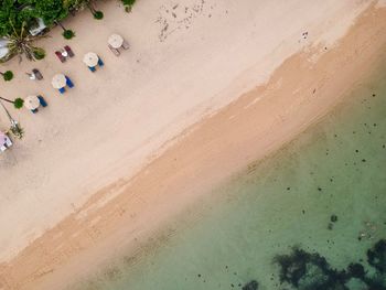 High angle view of sand dune on beach