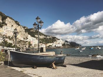 Scenic view of sea against blue sky