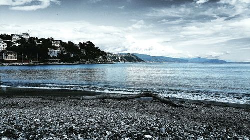 Scenic view of sea against cloudy sky