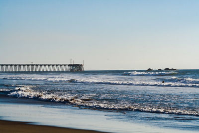 Scenic view of sea against clear sky