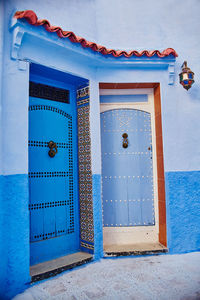 Closed door of building