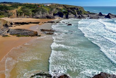 Scenic view of beach against sky