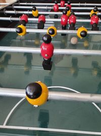 Close-up of foosball game