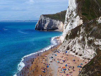 High angle view of beach against sky