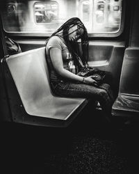 Man sitting in train