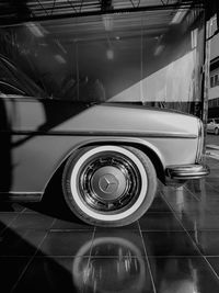 Vintage car parked on floor