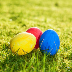 Close-up of toy ball on grassy field