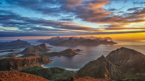 A top wiev towards the western parts of the lofoten archipelago