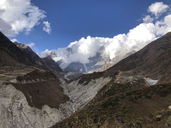 Scenic view of mountains against sky