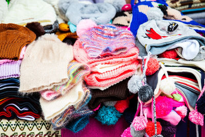 Street sale of cold weather clothing made in wool at caldas square in the center  of popayan