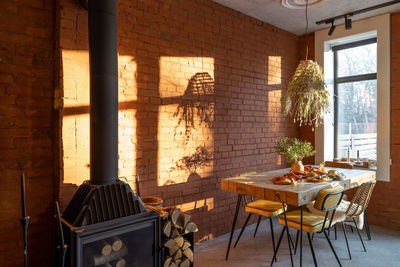 Potted plants on table at home