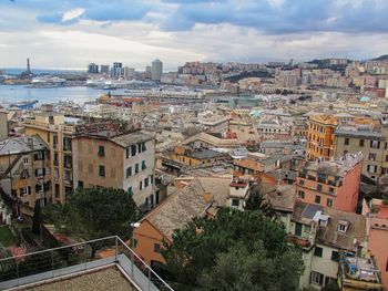 High angle view of townscape against sky