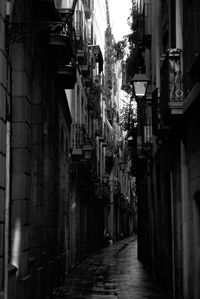 Narrow alley amidst buildings in city