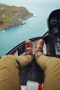 Low section of shoes in helicopter