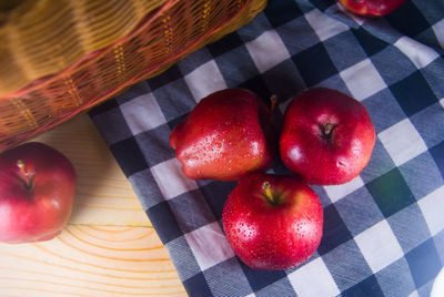 High angle view of apples